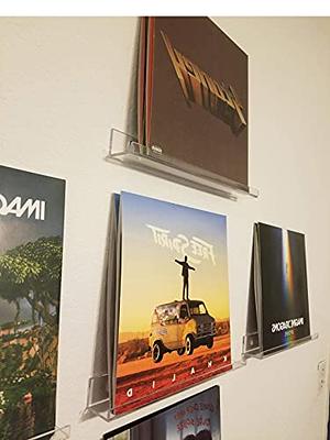 Hexsonhoma 12 inch Black Vinyl Record Wall Mount, Acrylic Record Shelf for Wall, Vinyl Record Display Holder, 6 Pack