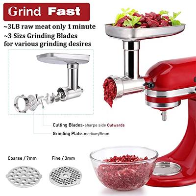 FavorKit Stainless Steel Food Grinder Attachment for KitchenAid