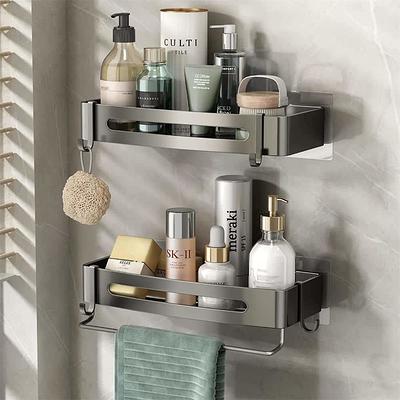 Aoibox 2 Pcs 4.7 in. W x 1.8 in. H x 12.8 in. D Steel Rectangular Shower  Bath Shelf in Gray with Towel Bar and Removable Hooks - Yahoo Shopping