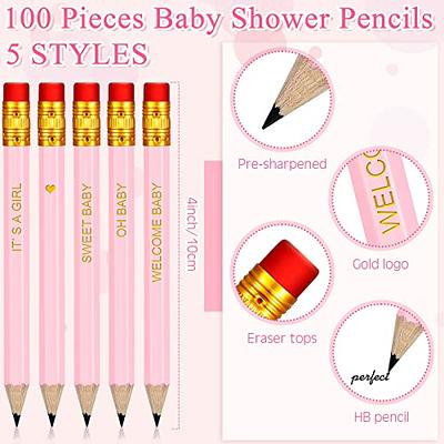 Crtiin 100 Pieces Half Pencils Baby Shower Pencils Sharpened Pencils with  Erasers Pencils for Baby Shower Games Woodcase Pencils Presharpened Pencils  for Office School Supplies (Pink) - Yahoo Shopping