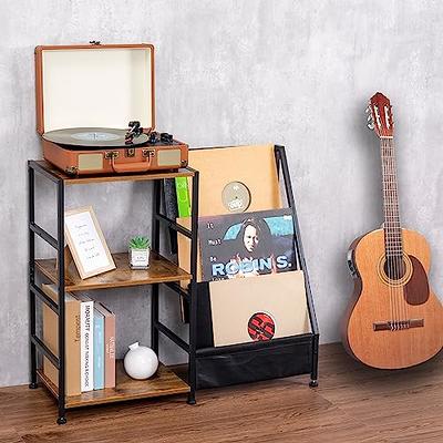 Record Player Stand with Vinyl Storage Cabinet Holds Up to 200