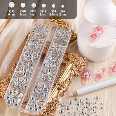 Clear Crystals AB Gold Sliver Mix Sizes Glass 3D Nail Art Rhinestones Beads  Manicures For Nails