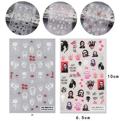 9 Sheets Halloween Nail Art Stickers Ghost 3D Nail Decals Spider Skull  Scary Flame Scar Bloody Nail Designs Rose Bones Horror Eyes Nail Art  Supplies Nail Decorations Accessories for Women - Yahoo Shopping