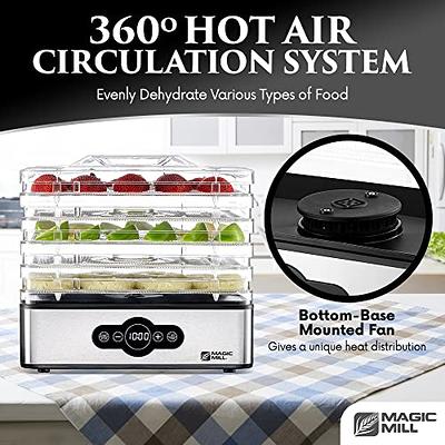 Magic Mill Commercial Food Dehydrator Machine | 7 Stainless Steel Trays |  Adjustable Timer, Temperature Control | Dryer for Jerky, Herb, Beef, Fruit