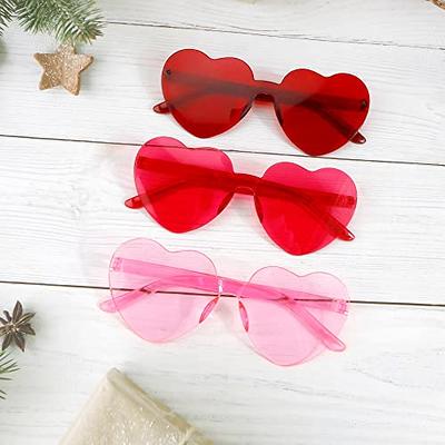 AFNWQI Heart Sunglasses, Heart Shaped Sunglasses, 3-Pack, Transparent  Rimless Sunglasses, Colored Sunglasses, Heart Glasses, Heart Sunglasses for  Women, Party Glasses (Red+Hot Pink+Pink) - Yahoo Shopping