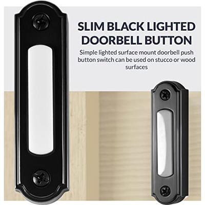 Newhouse Hardware LED Lighted Metal Door Chime Push Button (Black), Surface Mount Lighted Door Bell Button