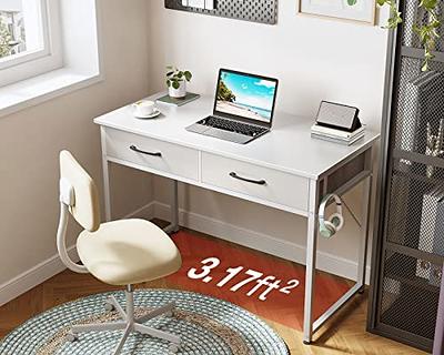 ODK Office Small Computer Desk: Home Table with Fabric Drawers & Storage  Shelves, Modern Writing Desk, White, 48x16 My Lux Decor Round
