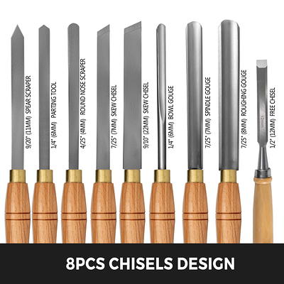 Mini Wood Handle Woodworking Carving Chisel Set, 8 Piece, Chisels