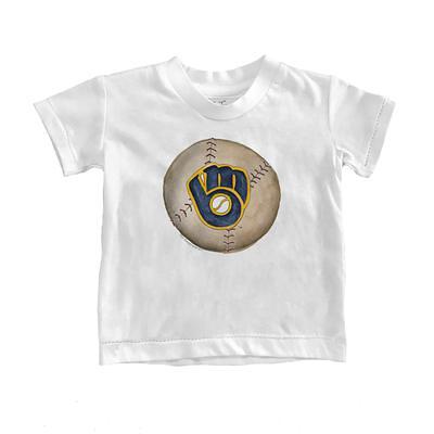 Youth Tiny Turnip White Milwaukee Brewers Diamond Cross Bats T-Shirt