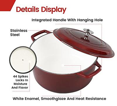 Enameled Cast Iron Dutch Oven, EDGING CASTING 5 Quart Enameled