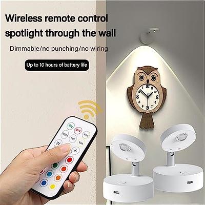 Wireless Spot Lights Battery Operated Picture Lights Mini Accent Lights  Indoor Dimmable Led Spotlight With Remote Stick On Anywhere Rotatabl