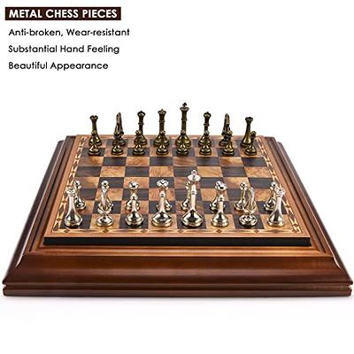 VAMSLOVE Chess and Checkers Board Game Sets for Adults Wooden Deluxe 15  inch Wood Board Box with Storage, Classic 2 in 1 Large Size with Chess  Pieces