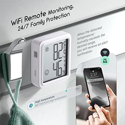 WiFi Temperature Humidity Monitor: Upgraded Smart Temperature and Humidity  Sensor with Large Backlit LCD Screen & App Alerts, Indoor Thermometer