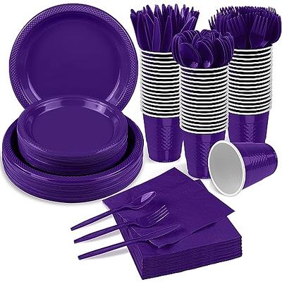 TWOWYHI 229PCS Blue Party Supplies Set Paper Disposable Plates Cups Plastic  Spoons Forks Knives Paper Napkins for 30Guests Disposable Party Dinnerware