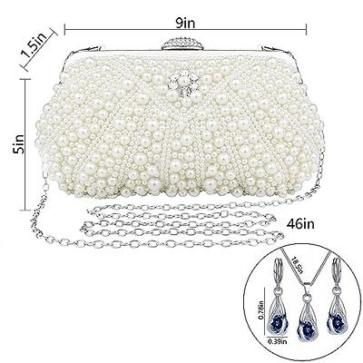 WEIMZC Women Pearl Clasp Crystal Clutch Purses Lady Evening Handbag Glitter  Rhinestone Purse Wedding Party Prom Clutch Bag(Colored Gold): Handbags