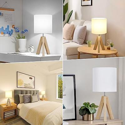 Small Table Lamp for Bedroom - Bedside Lamps for Nightstand, Minimalist  Night Stand Light Lamp with Square Fabric Shade, Desk Reading Lamp for Kids