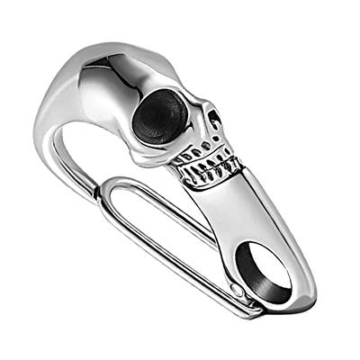 Stainless Steel Swivel Skull Clasp Carabiner Wallet Key Chain Holder FOB  Clip