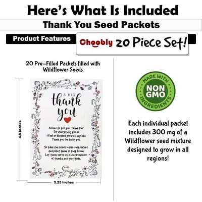 Choobly | Boy Baby Shower Favors for Guests | 20 Wildflower Seeds Packets | Pre-Filled | Bouquet Wildflower Mix | Non-GMO Seeds | Seed Pack Party