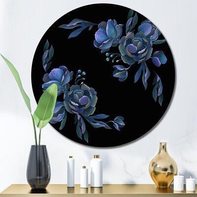 DESIGN ART Designart Circle Blue Flowers Digital Art on Wrapped