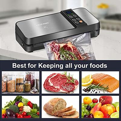 Bonsenkitchen Vacuum Sealer Machine, Stainless Steel Vacuum Food Sealer with 8-in-1 Vacuum Sealing System, 6 Food Vacuum Modes, Built-in Cutter and