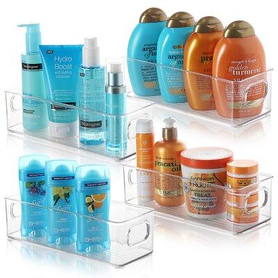 Stackable Plastic with Handles Bathroom Storage Container