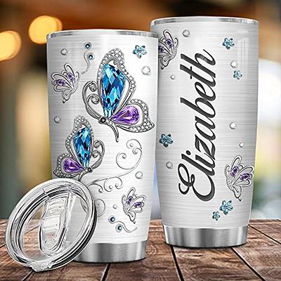 Custom Coffee Tumbler - 20 oz Silver Insulated Tumbler with Handle