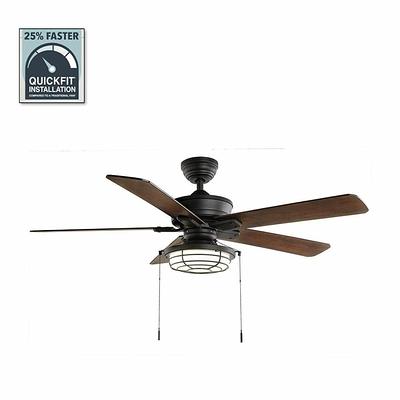 Hampton Bay Norwood 52 In Indoor Outdoor Led Matte Black Damp Rated Downrod Ceiling Fan With Light Kit And 5 Reversible Blades Yahoo Ping