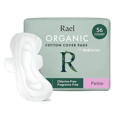 Rael Pads For Women, Organic Cotton Cover Pads - Regular Absorbency,  Unscented, Ultra Thin Pads