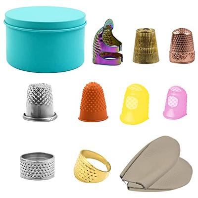 11Pcs Sewing Thimble Finger Protectors, Adjustable Metal Copper Finger  Thimble Silicone Leather Thimble Finger Tips Finger Shield Ring Fingertip Quilting  Sewing Supplies for Embroidery Needlework(B) - Yahoo Shopping