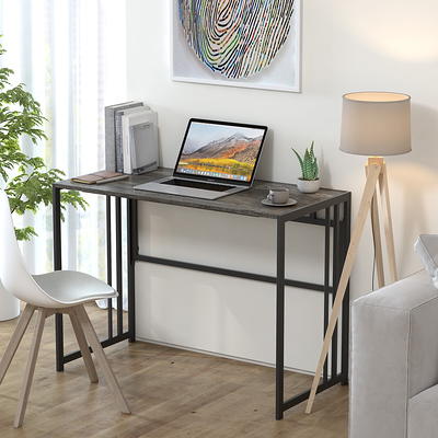 Mainstays Small Space Writing Desk with 2 Shelves, True Black Oak Finish