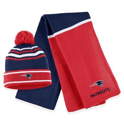 Women's Wear by Erin Andrews Navy/White Tennessee Titans Cable Stripe Cuffed Knit Hat with Pom and Scarf Set