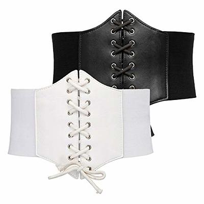 Women Lady Waist Cinch Corset Wide Waistband Leather Elastic Tied Waist  Belt US!