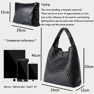 Women Vegan Leather Hand-Woven Tote Handbag Fashion Shoulder Top-Handle Bag All-match Underarm Bag with Purse