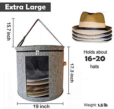 Storage Hat Box Large Felt Hat Storage Round Foldable Hat Carrier