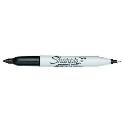 Sharpie 2 in 1 Permanent Marker, Black, Fine & Ultra Fine, Twin Tip