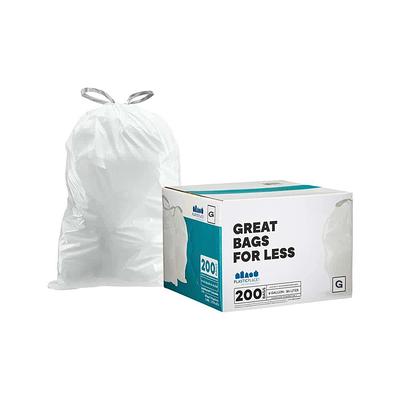 Plasticplace Custom Fit Trash Bags simplehuman (X) Code Q Compatible (50 Count) White Drawstring Garbage Liners 13-17 Gallon / 40-65 Liter