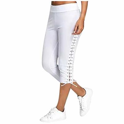 High Waisted Capri Leggings for Women, Lace Up Casual Capris Tummy Control  Exercise Crop Pants for Running Yoga Workout White - Yahoo Shopping