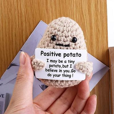 Mini Positive Potatoes with Positive Card Knitting Inspired Toy  Inspirational Crochet Dolls Home Room Party Decoration