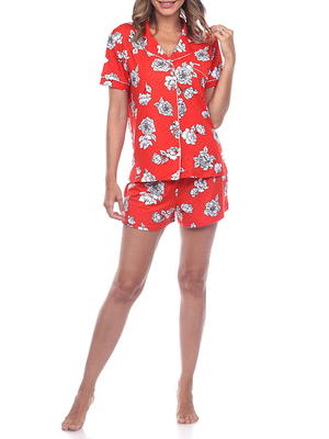 Joyspun Women's Short Sleeve Tee and Boxer Shorts Pajama Set, Sizes S to 3X  