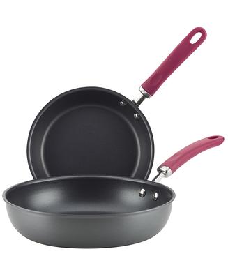 Rachael Ray Create Delicious Hard-Anodized Aluminum Nonstick Deep Skillet  Twin Pack, 9.5 and 11.75 handles - Gray With Burgundy Handles - Yahoo  Shopping