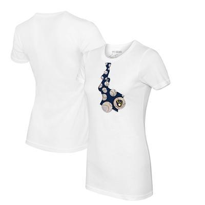 Women's Tiny Turnip White/Black Milwaukee Brewers Slugger 3/4-Sleeve Raglan T-Shirt Size: Small