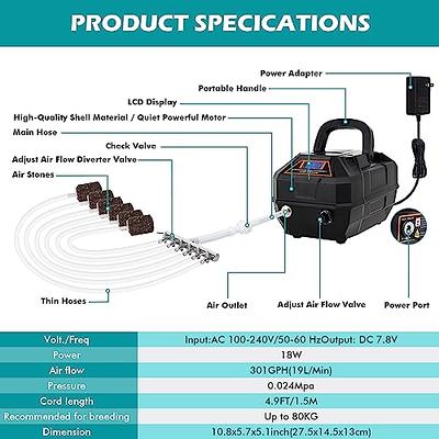 hygger Fish Tank Air Pump with Dual Outlets for up to 600 Gallons