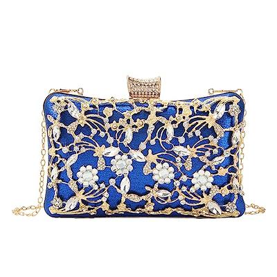 Gold Clutch Purses for Women Evening, Diamond Wedding Clutch Crossbody  Shoulder Bag with Crystal, Sequin Formal Flower Rhinestone Handbag for  Party