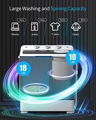 JupiterForce Portable Clothes Washing Machines with Drain Pipe, Mini  Compact Twin Tub Spin Dryer Laundry Machine for Bathroom, Dorms,  Apartments, Blue