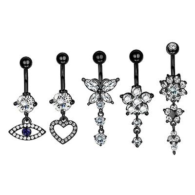 Surgical Steel Belly Button Ring 14G Navel Dangle Ring Studs Body Piercing