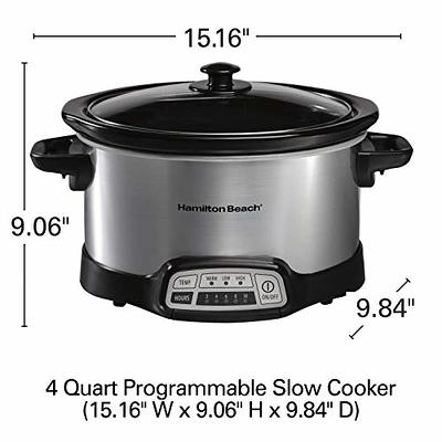 Hamilton Beach Programmable Slow Cooker with Flexible Easy Programming, 5  Cooking Times, Dishwasher-Safe Crock, Lid, 4 Quart, Silver - Yahoo Shopping