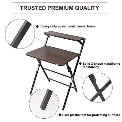 SOFSYS Modern Folding Computer Writing Desk for Small Space, Gaming, and Home Office Organization, Foldable Industrial Metal