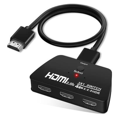 Upgrade] 4K@60Hz HDMI 2.0 Switch Splitter with 2.6FT Long HDMI Cable, HDMI  Switch 3