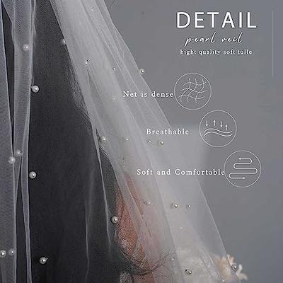 Unsutuo Wedding Veil Comb Bridal Cathedral Veil 1 Tier Drop Veil Wedding  Rhinestones Hair Comb for Brides, 118 Inches (59Width, White)