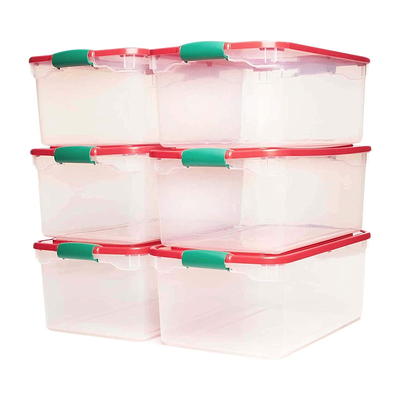 Hart 160 Quart Latching Plastic Storage Bin Container, Clear, Set of 3